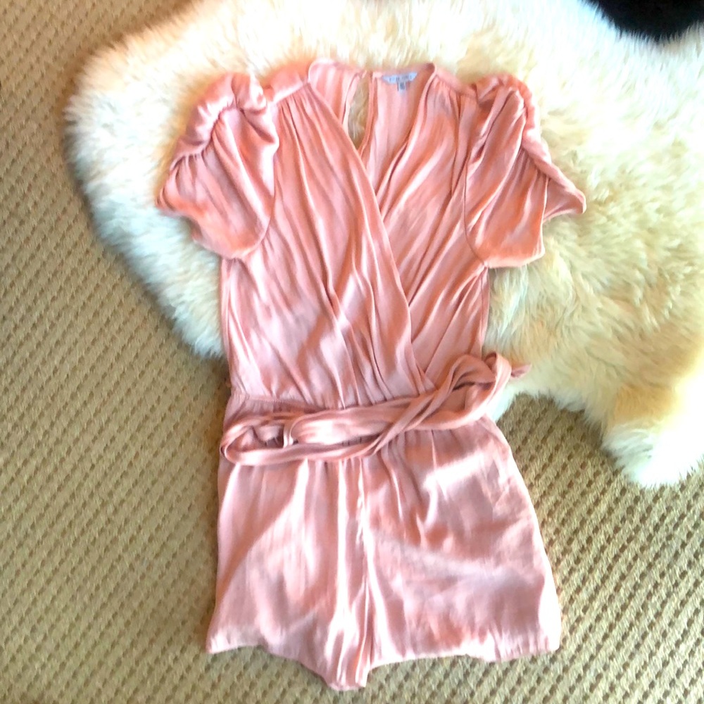 Naked zebra dusty rose soft fabric romper with button detail